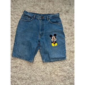 VTG Mickey Mouse Minnie Mouse Denim Jean Shorts Size Large Embroidered